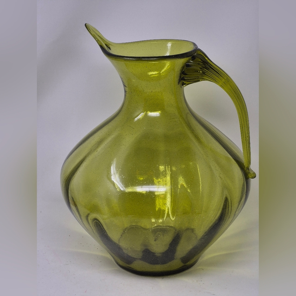 Vintage Blenko Large Glass Pitcher With Pulled Spout
